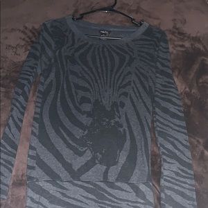 Black Zebra print long sleeve mini dress.